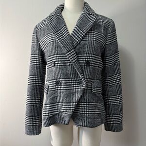 7 For All Mankind Gray and White Houndstooths Plaid Coat Blazer B Sz Medium